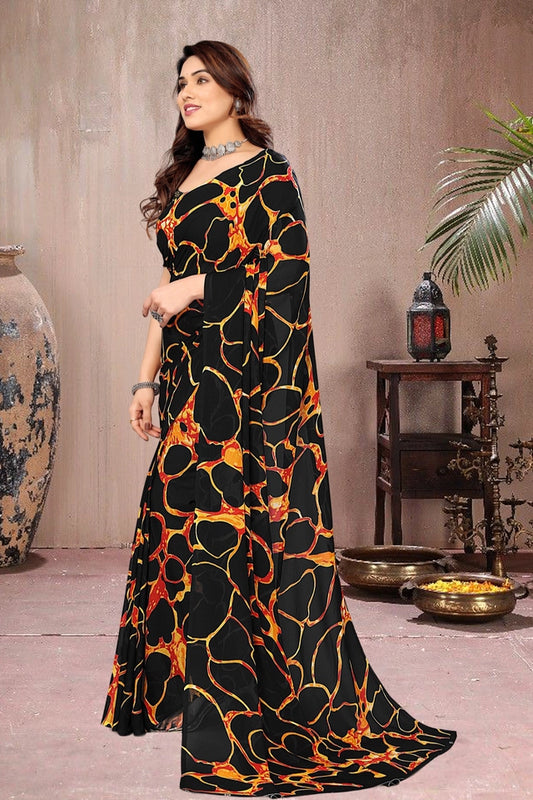 Tie and Dye Poly Georgette Leheriya Saree